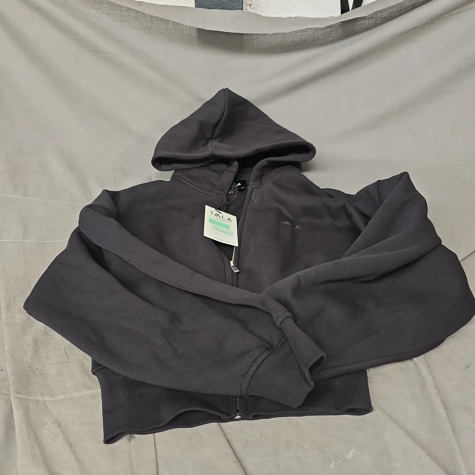 TALA CROPPED ZIP THROUGH HOODIE IN BLACK SIZE S