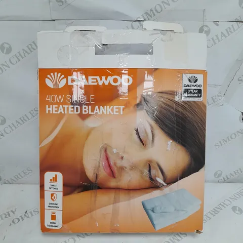 DAEWOO 40W SINGLE HEATED BLANKET IN WHITE