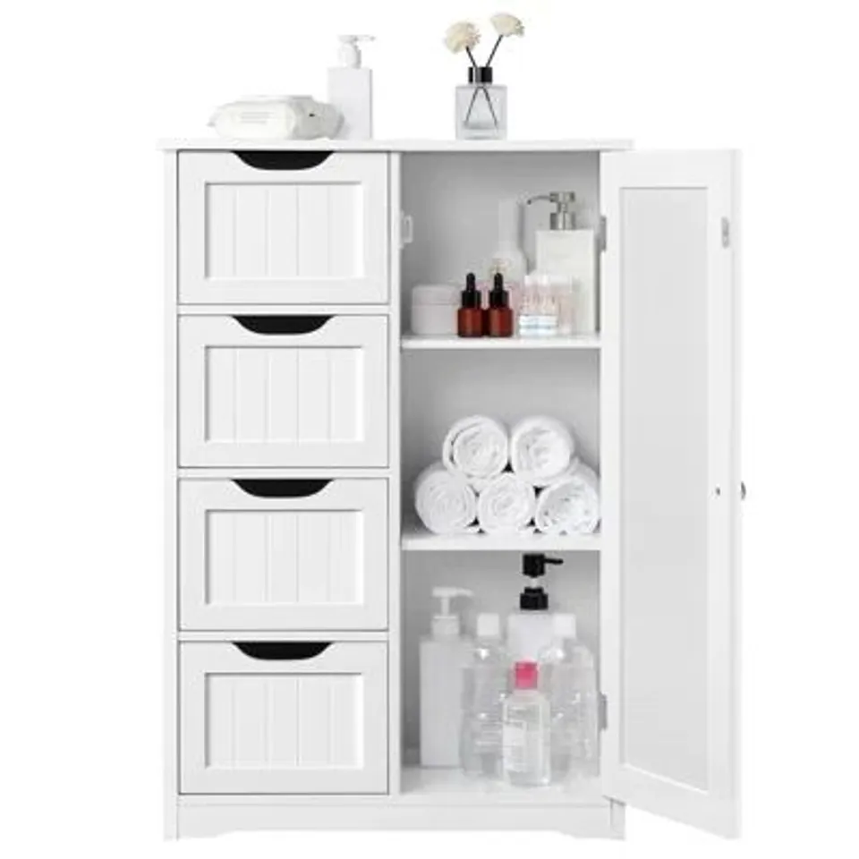 BOXED YAHEETECH FREESTANDING BATHROOM CABINET - WHITE (1 BOX)