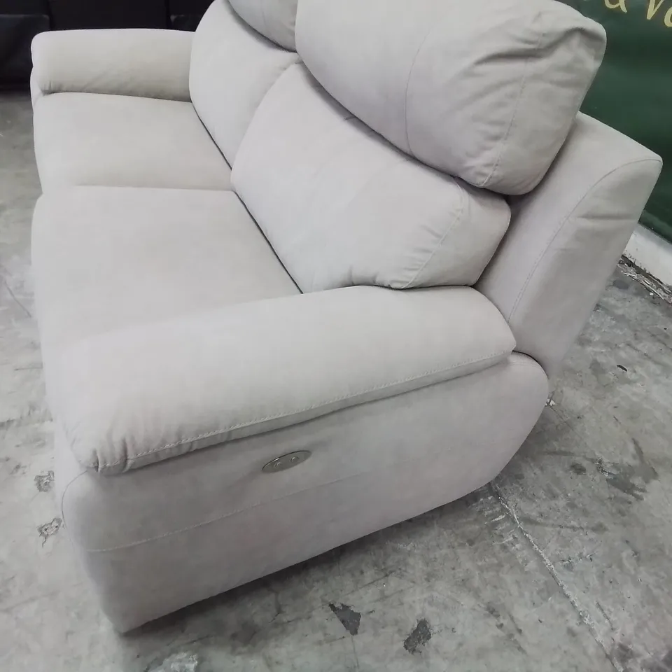 QUALITY ITALIAN DESIGNER PATRIZIO POWER RECLINING THREE SEATER SOFA FAWN FABRIC