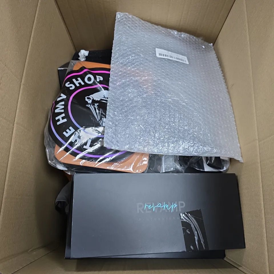 BOX OF APPROXIMATELY 6 ASSORTED ITEMS TO INCLUDE - SBB HAIR STRAIGHTENER , REVAMP COMPACT HAIR STRAIGHTENER ETC
