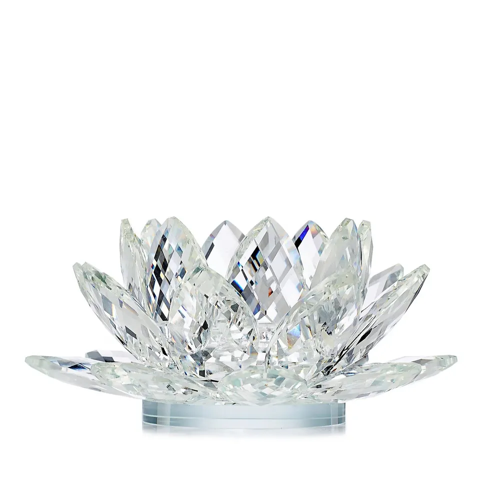 JM BY JULIEN MACDONALD LARGE LOTUS FLOWER CRYSTAL CANDLE HOLDER
