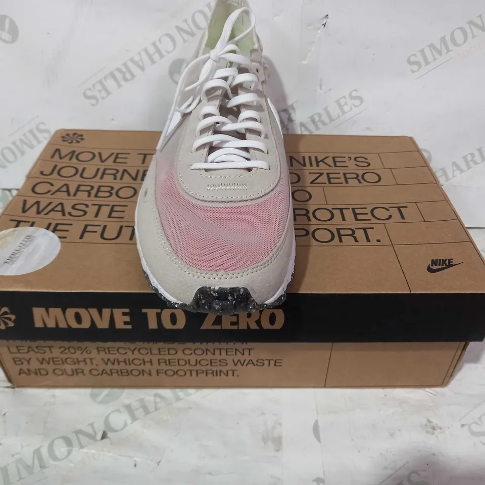 BOXED PAIR OF NIKE WAFFLE ONE CRATER SHOES IN CREAM/WHITE/ORANGE UK SIZE 7.5