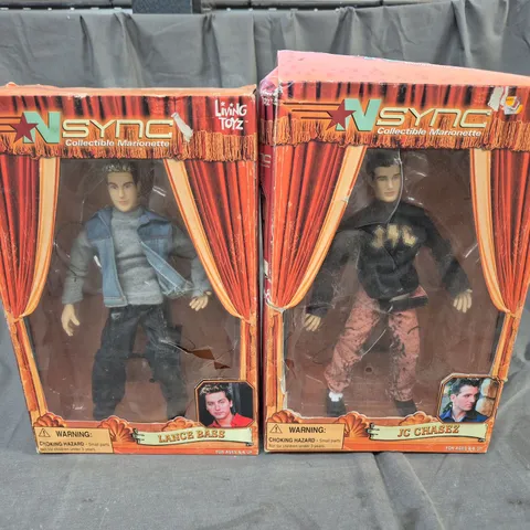 LOT OF 2 N-SYNC COLLECTIBLE MARIONETTES LANCE BASS & JC CHASE