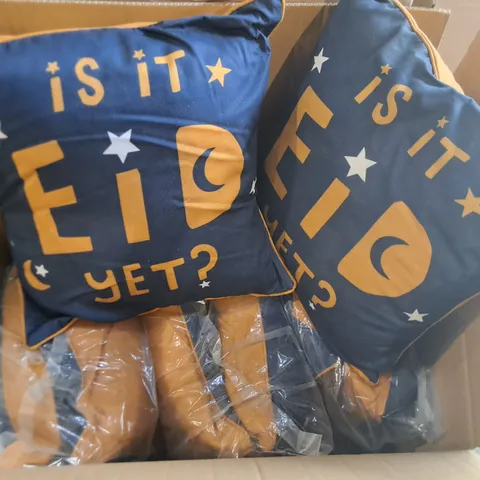 LOT OF 8 AS NEW IS IT EID YET 45X45CM FILLED CUSHIONS