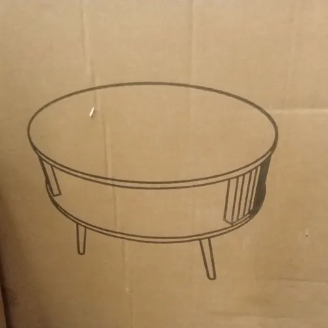 BOXED ROUND DINING TABLE - BIEGE/BLACK