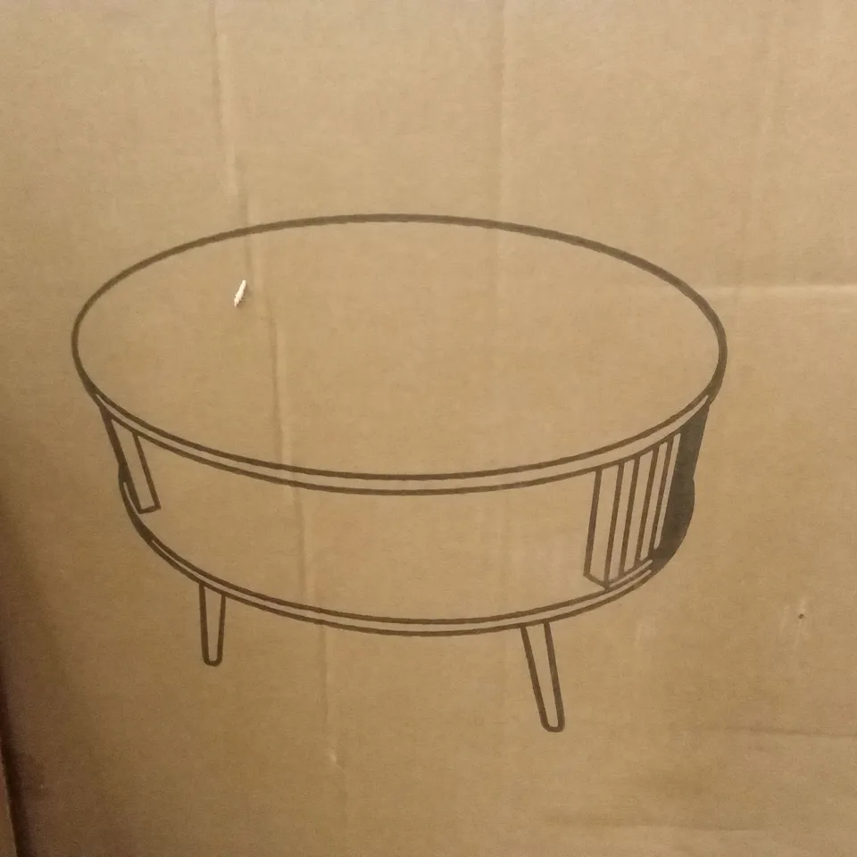 BOXED ROUND DINING TABLE - BIEGE/BLACK 
