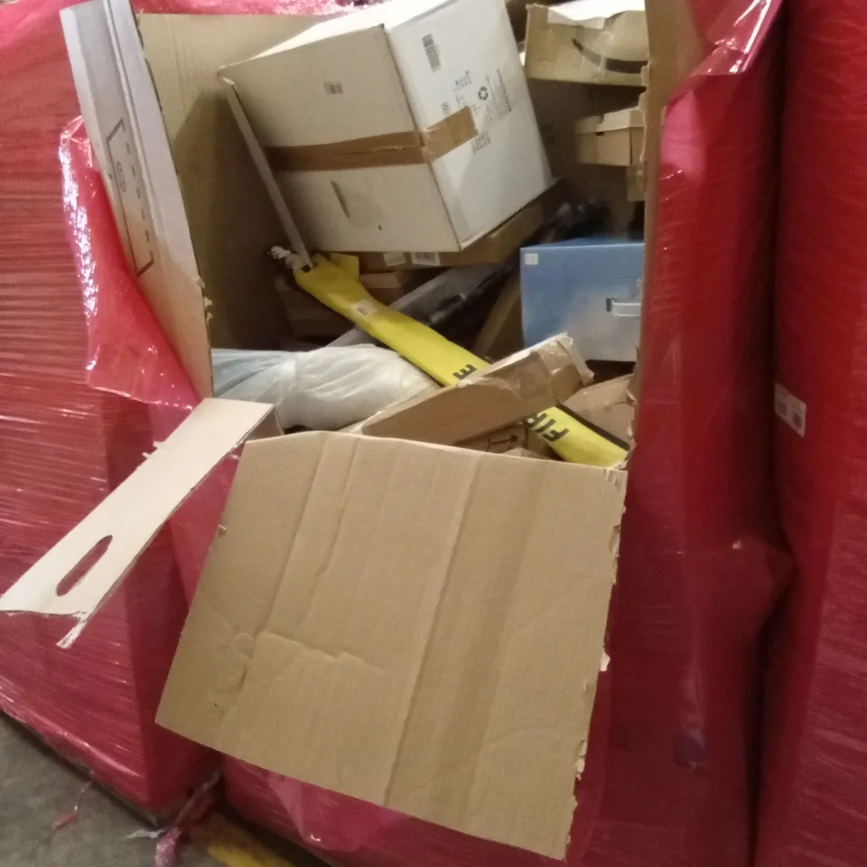 PALLET OF ASSORTED HOUSEHOLD GOODS AND PRODUCTS TO INCLUDE; ELECTRIC BBQ GRILL, AIR COOLER, SHOWER SET ETC  