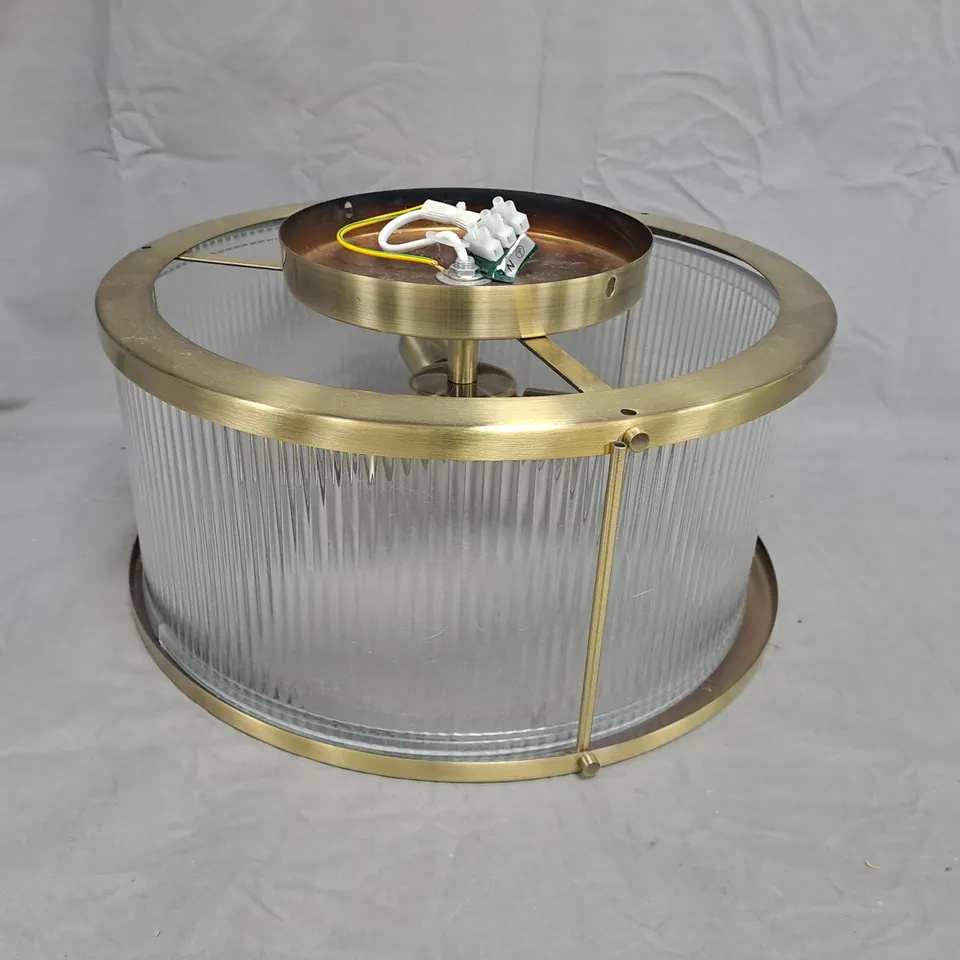 SEMI-FLUSH RIBBED GLASS CEILING LIGHT SHADE