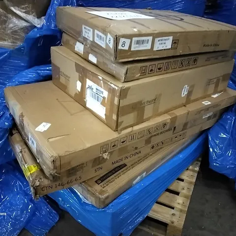 PALLET OF ASSORTED ITEMS TO INCLUDE A COMPUTER DESK STATION , HARDWOOD CHAIR, DESK,CANOPY
