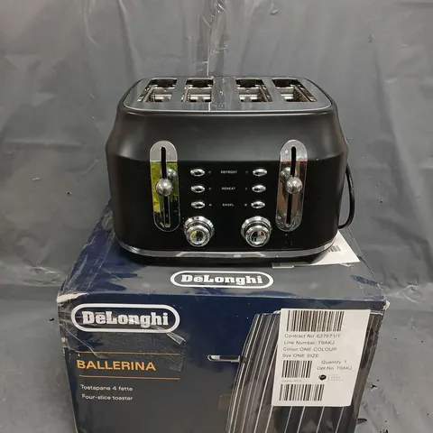 BOXED DELONGHI BALLERINA 4 SLICE TOASTER IN BLACK