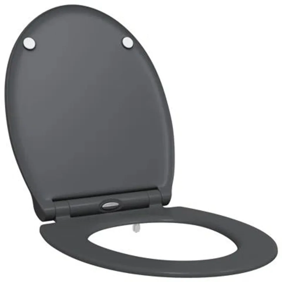 BOXED ANTHRACITE PLASTIC STANDARD ADJUSTABLE TOILET SEAT
