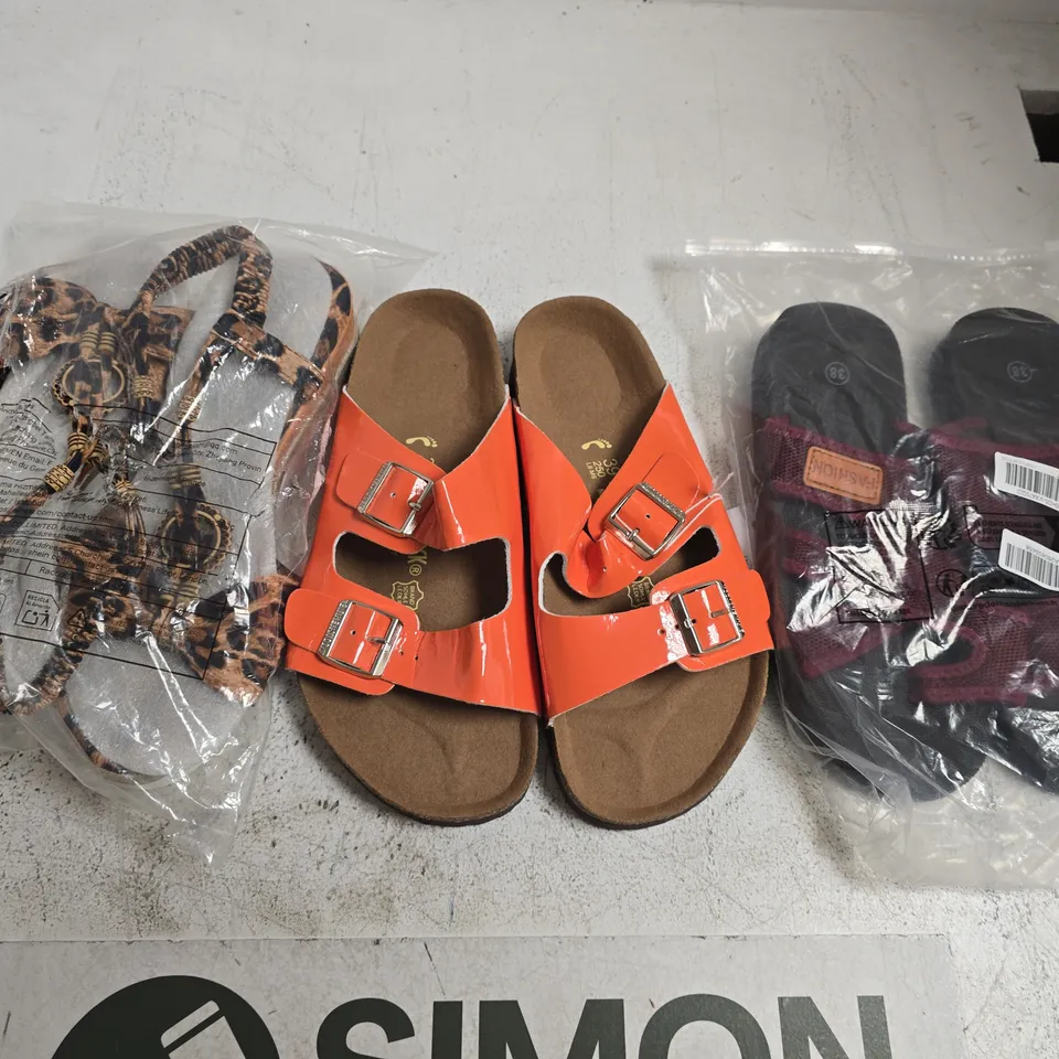 BOX OF APPROXIMATELY 15 ASSORTED PAIRS OF SHOES AND FOOTWEAR ITEMS IN VARIOUS COLOURS, STYLES, AND SIZES - COLLECTION ONLY