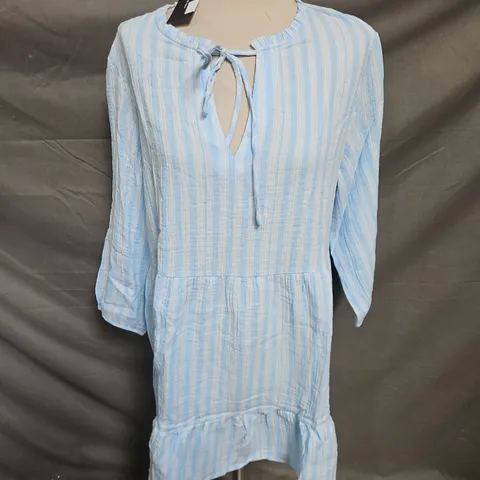 VERA MODA NANNA 3/4 DRESS IN AIRY BLUE/SNOW WHITE SIZE XL