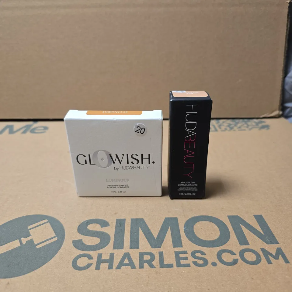 2 X HUDABEAUTY PRODUCTS: 07 TAN LIGHT PRESSED POWDER + MARMALADE 3.3B LUMINOUS MATTE