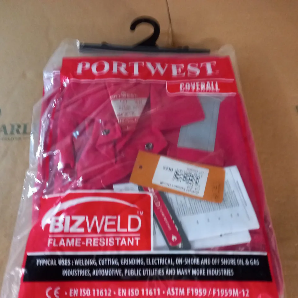 BAGGED PORTWEST BIZ WELD EXECUTIVE OVERALLS - RED / LARGE LEG 31"