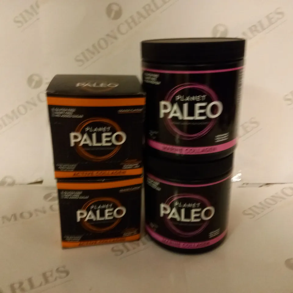BOX OF 4 PLANET PALEO ITEMS INCLUDING ACTIVE COLLAGEN AND MARINE COLLAGEN FOOD SUPPLEMENTS