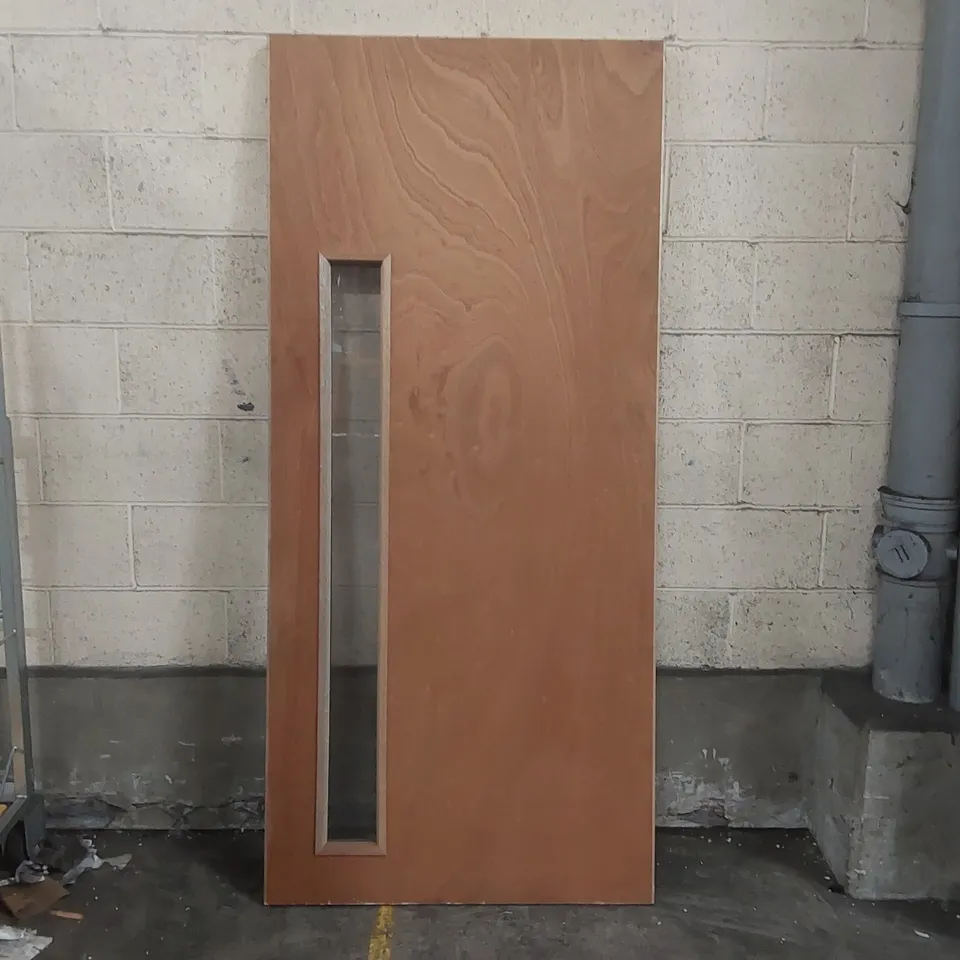SOLID WOOD INTERNAL DOOR WITH WINDOW - APPROXIMATELY 204 x 92.8cm