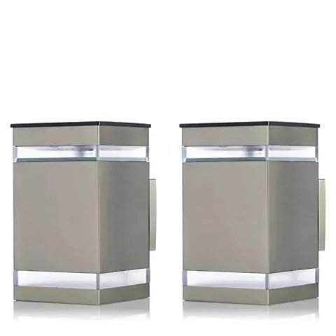 GARDEN STORIES SET OF 2 STAINLESS STEEL SOLAR WALL LAMPS