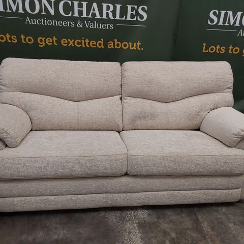 QUALITY BRITISH DESIGNER G PLAN STRATFORD THREE SEATER SOFA CHEVRON SANDSTORM FABRIC 