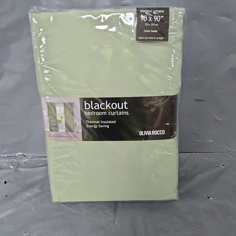 SEALED BLACKOUT BEDROOM CURTAINS 90" X 90" BY OLIVIA ROCCO - SAGE GREEN
