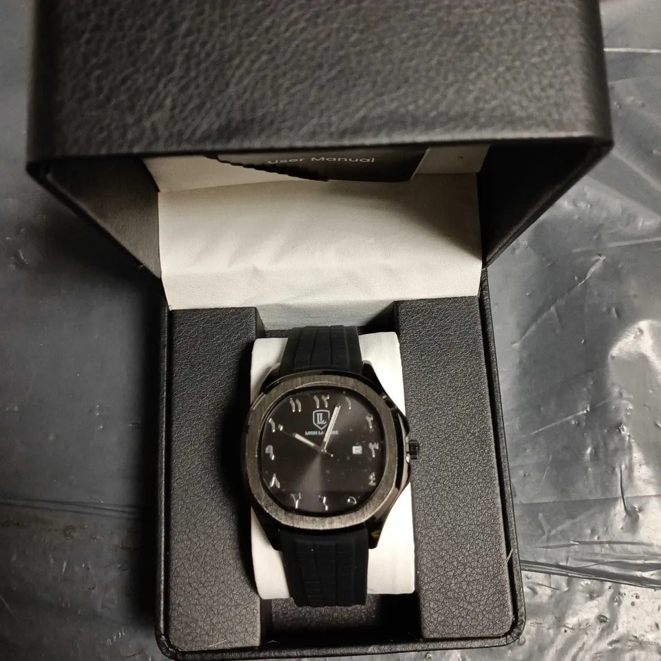 LOUIS LACOMBE WRISTWATCH – BLACK DIAL, RUBBER STRAP, BOXED