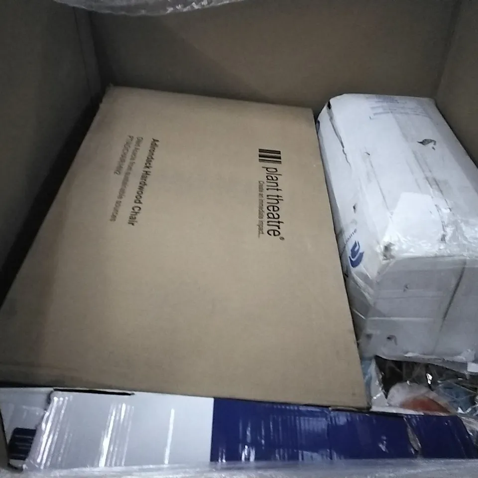 PALLET OF ASSORTED ITEMS INCLUDING ACCSTORE SHOE RACK, MEMORY FOAM TOPPER, LEVEL8 SUITCASE, HOMIDEC, GREEHOMDE BAMBOO 3 TIER CORNER SHELF, PLANT THEATRE ADIRONDACK HARDWOOD CHAIR