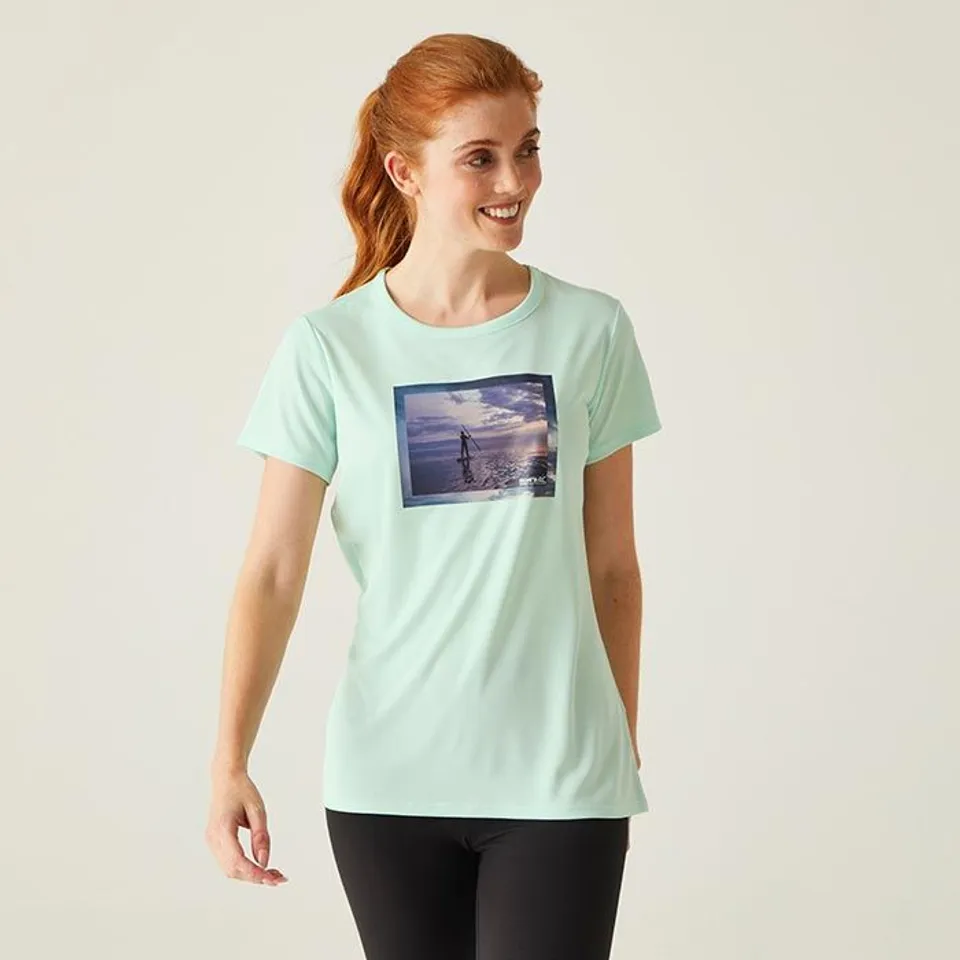 REGATTA WOMENS FINGAL VIII SHORT SLEEVE T-SHIRT BLEACHED AQUA  - UK SIZE 10