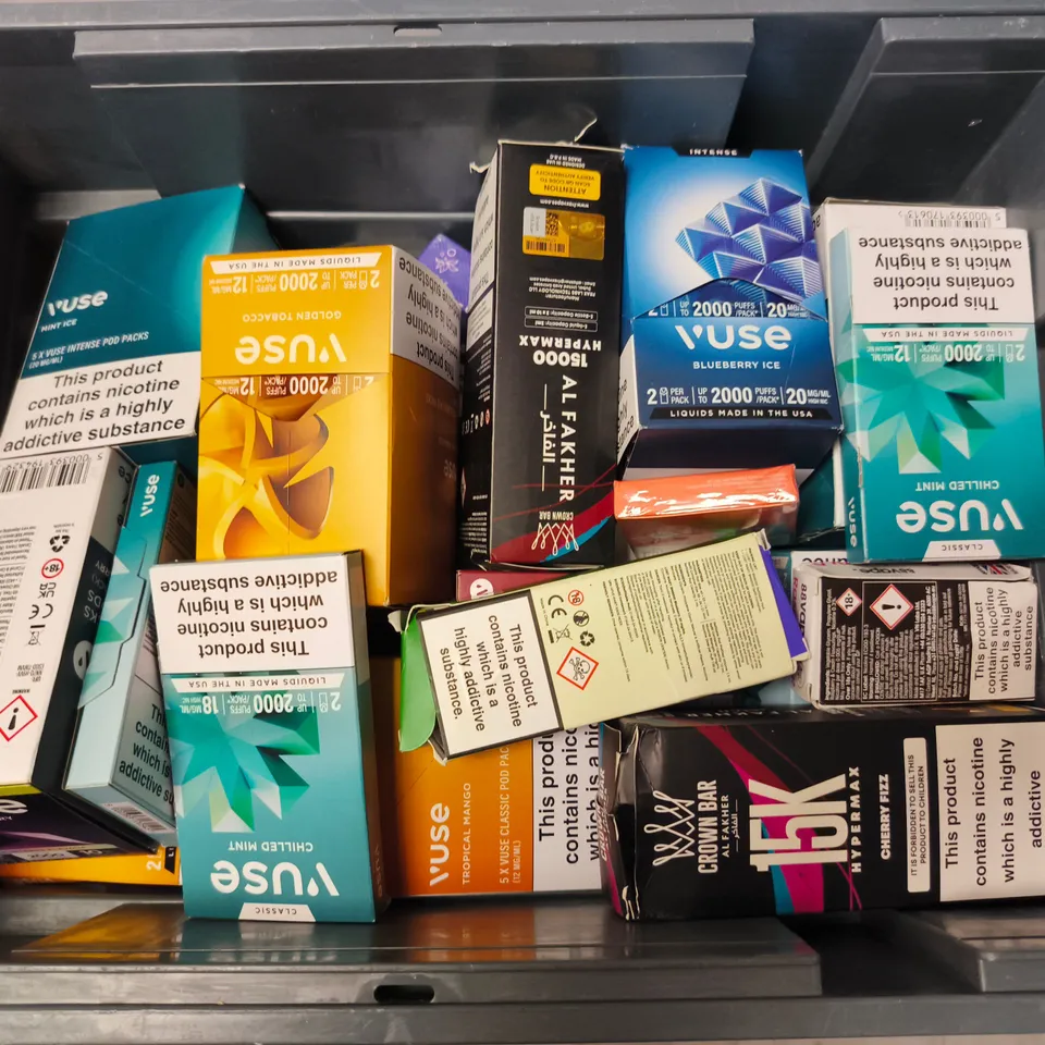 APPROXIMATELY 20 ASSORTED E-CIGARETTE PRODUCTS TO INCLUDE BRANDS SUCH AS ELFLIQ, VUSE, ELFBAR, ETC - COLLECTION ONLY