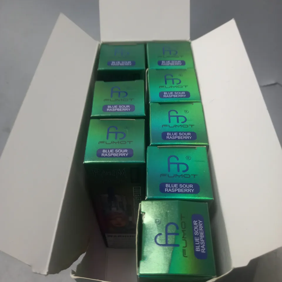  BOXED R AND M TORNADO DISPOSABLE VAPES - BLUE SOUR RASPBERRY - 8 PER BOX