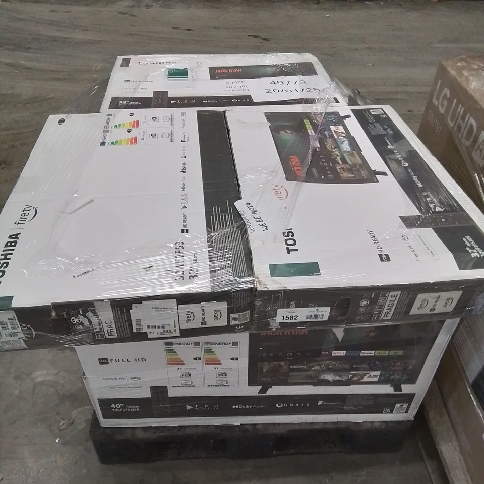 PALLET CONTAINING APPROXIMATELY 11 TOSHIBA TELEVISIONS VARIOUS SIZES