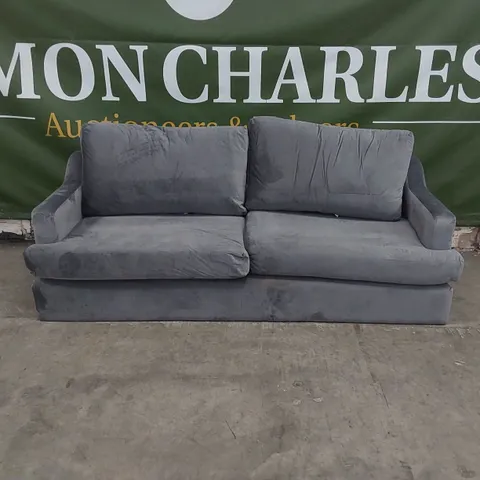 QUALITY DESIGNER 4 SEATER GREY VELVET SOFA