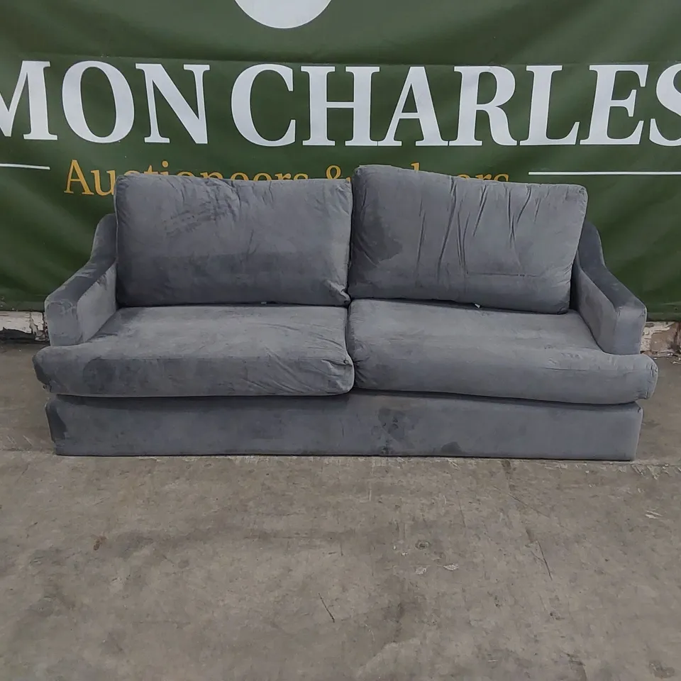 QUALITY DESIGNER 4 SEATER GREY VELVET SOFA