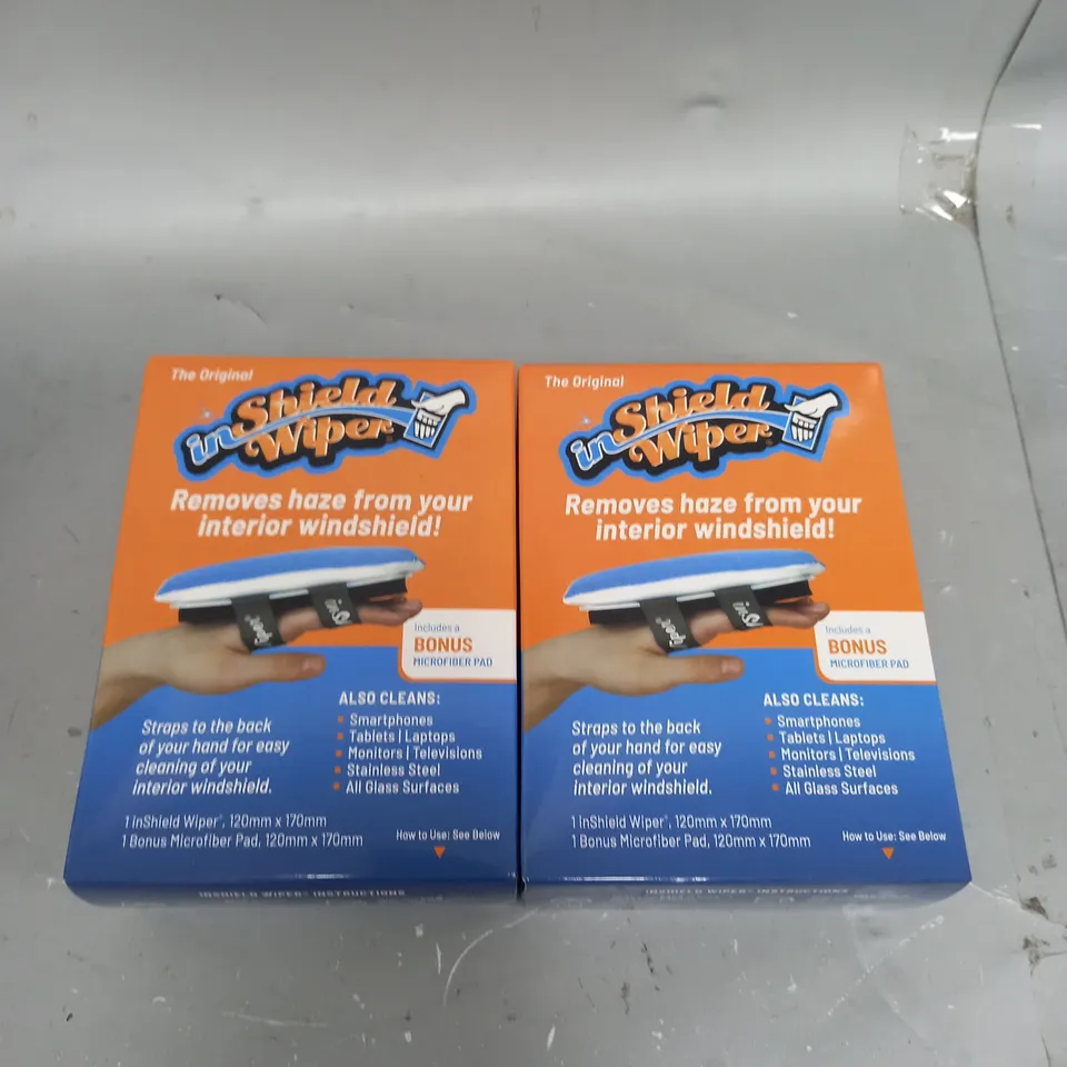 BOXED INSHIELD WIPER SET OF 2 MULTI-USE MICROFIBRE CLEANSERS