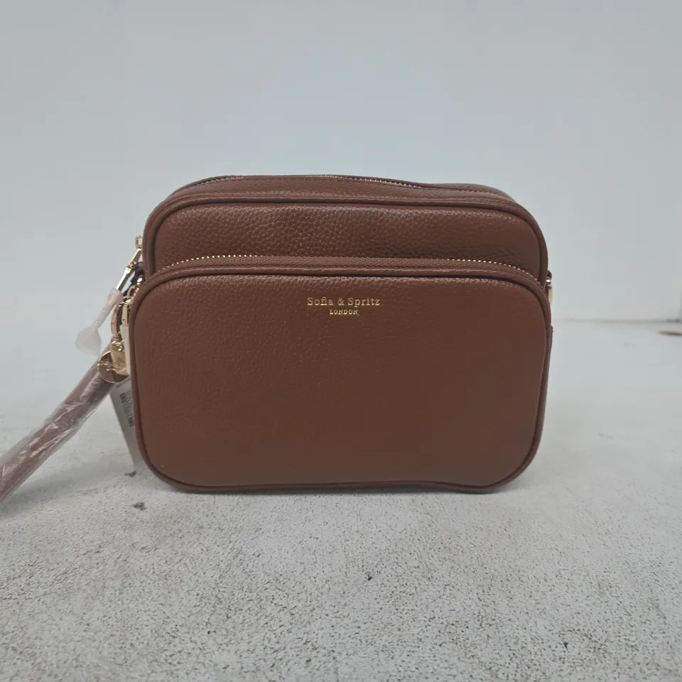 SOFIA & SPRITZ BROWN LEATHER CROSSBODY BAG – LONDON 