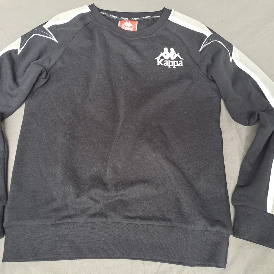 KAPPA LONG SLEEVE SWEATSHIRT IN BLACK/GREY/WHITE SIZE XS