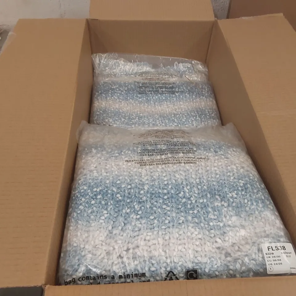 BOX CONTAINING APPROXIMATELY 4x BRAND NEW JULIPA BLUE SPACE DYE JUMPERS - SIZE 28/30