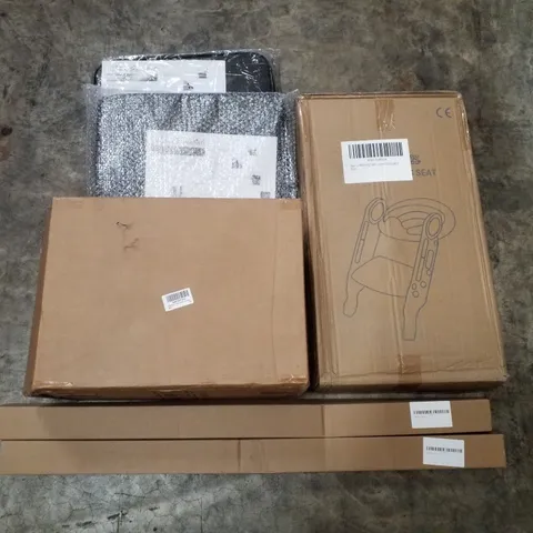 PALLET CONTAINING ASSORTED PRODUCTS INCLUDING PAMPAS GRASS DECOR, POTTY TOILET SEAT, ADJUSTABLE HIGH SPEED HOMOGENIZER & WASHING BASKETS