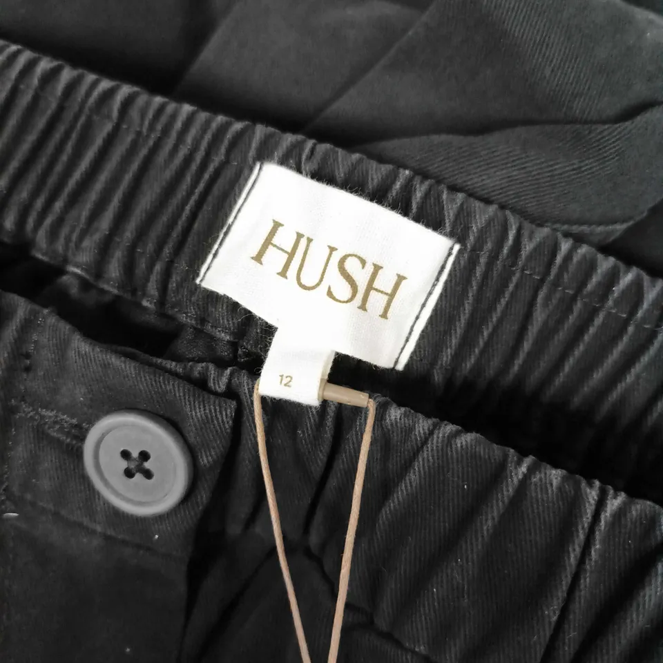 HUSH BARREL LEG PULL ON TROUSERS IN BLACK - SIZE 12
