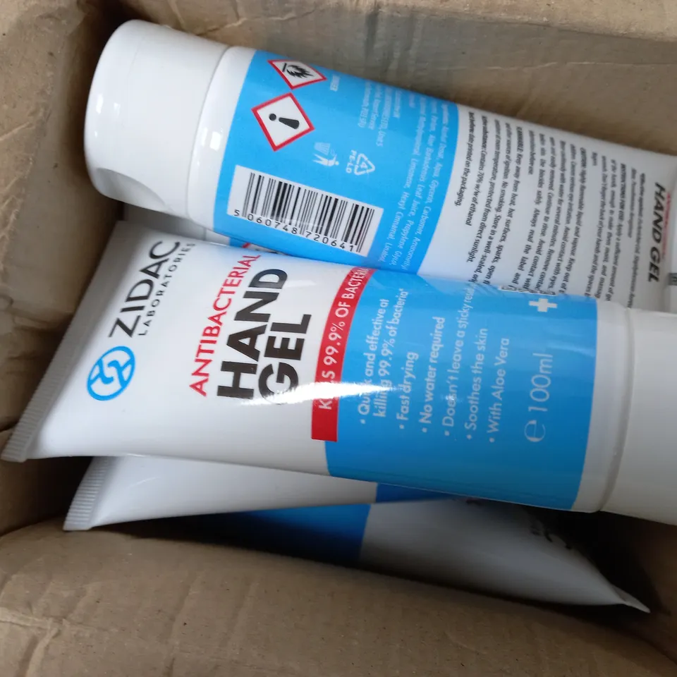 APPROXIMATELY 12 X 100ML ZIDAC LABORATORIES ANTIBACTERIAL HAND GEL