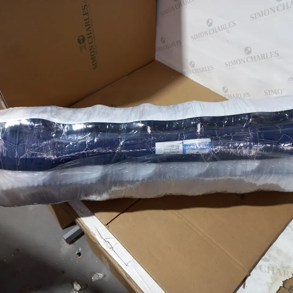 BOXED ROLLED DESIGNER WHITE/NAVY SINGLE MATTRESS