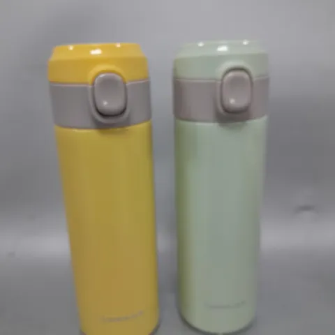 LOCK & LOCK SET OF 2 STAINLESS INSULATED DAILY POP PASTEL WATER BOTTLES