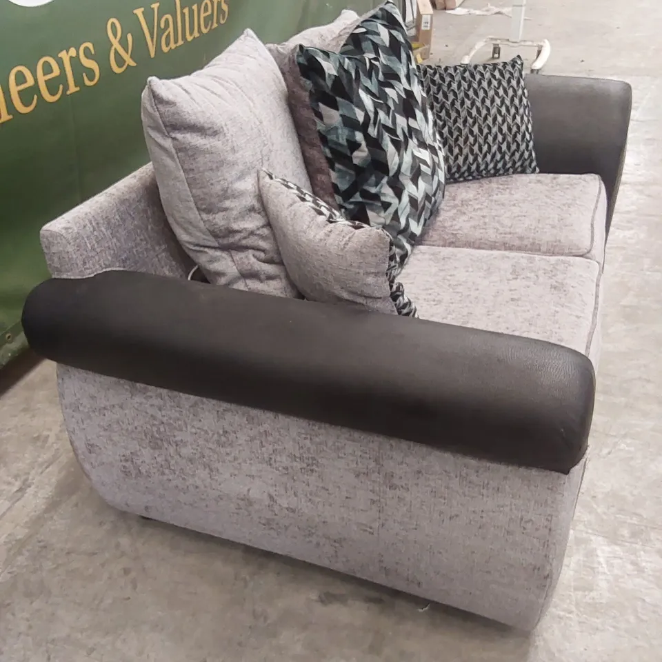 DESIGNER FABRIC/FAUX LEATHER 2 SEATER SCATTER BACK SOFA
