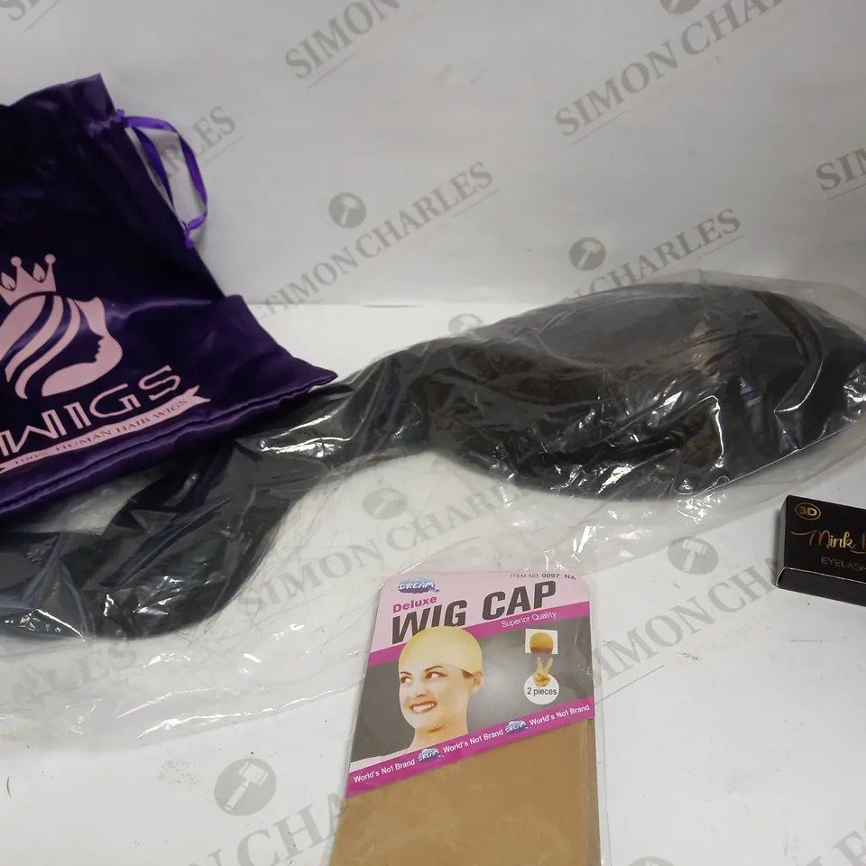 100% HUMAN HAIR WIG WITH LASHES AND WIG CAP