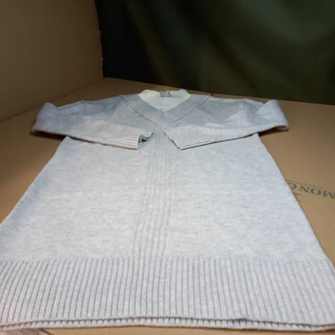 RIVER ISLAND SOFT GREY/CREAM JUMPER - SMALL