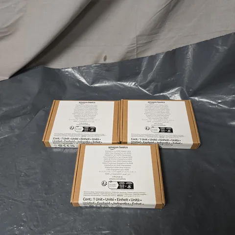 3 X AMAZON BASICS DISPLAY PORT TO HDMI DISPLAY CABLE BOXED