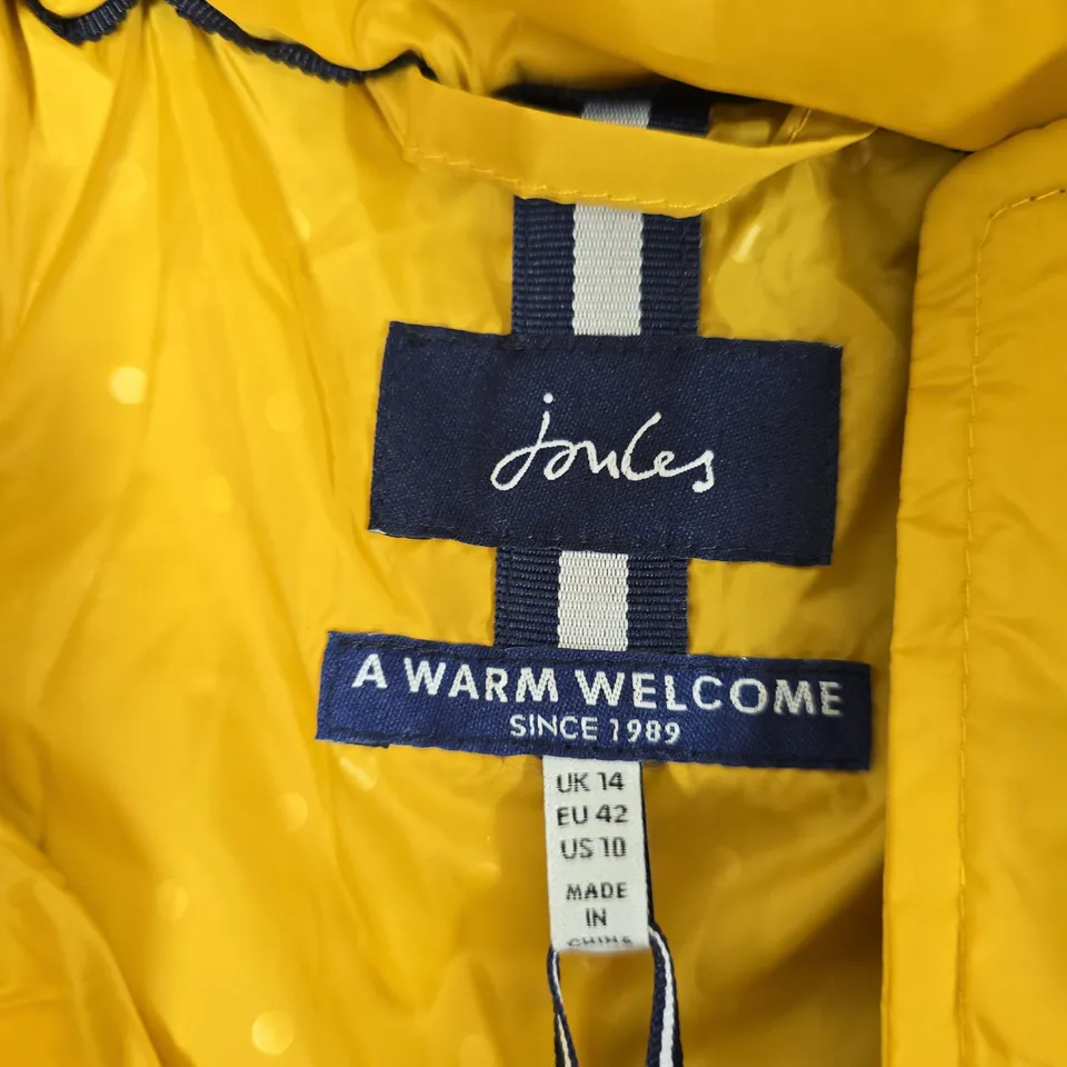 JOULES WOMEN'S YELLOW PUFFER JACKET UK 14 (EU 42, US 10) MADE IN CHINA