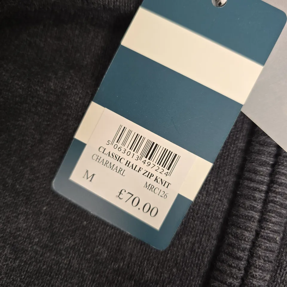 CREW CLOTHING COMPANY CLASSIC HALF ZIP KNIT – NAVY, MEN'S M