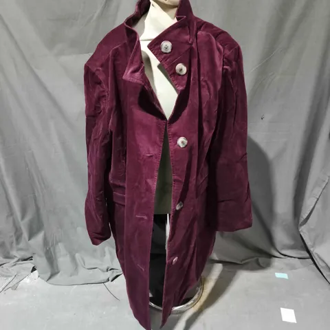 WHITE STUFF KARLA VELVET COAT IN PLUM - UK 24R