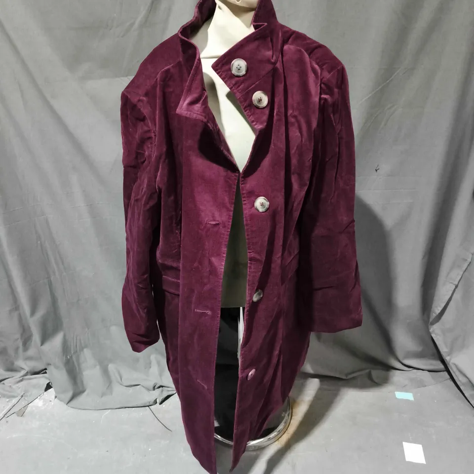 WHITE STUFF KARLA VELVET COAT IN PLUM - UK 24R